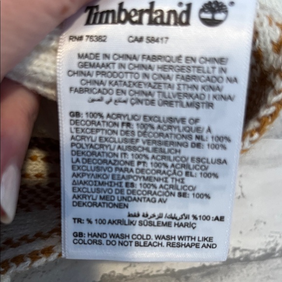 Timberland plaid Knit Scarf in Cream and Tan 60 inch long - Picture 7 of 7